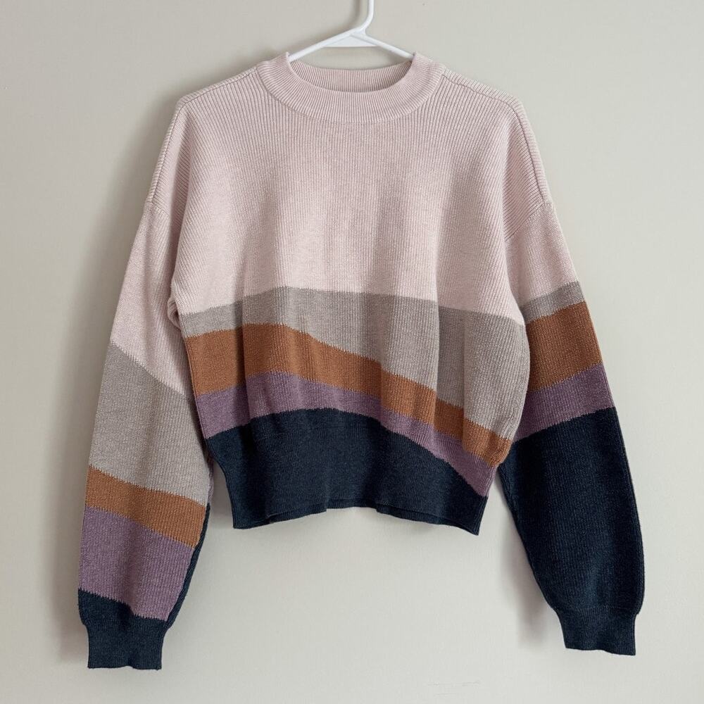 Prana Desert Road Sweater Landscape Print Gorp Boho Minimalist Organic Cotton